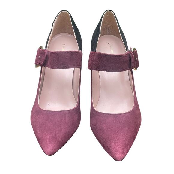 TOMMY HILFIGER Two-Tone Chunky Heels Strappy Black Burgundy - 8 1/2 - Picture 3 of 12
